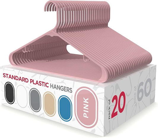 Sharpty Plastic Hangers Clothes Hangers for Clothing, Closet, Coats & Shirts - Durable & Space Saving - for Everyday Standard Use, Room Essentials & Basics - 20 Pack - Pink by Sharpty