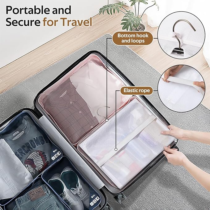 MISSLO Shower Caddy Organizer 5 Pockets Roll up Hanging Bathroom Accessories Storage for Camper, RV, Gym, Cruise, Cabin, College Dorm Shower, Small - Image 3