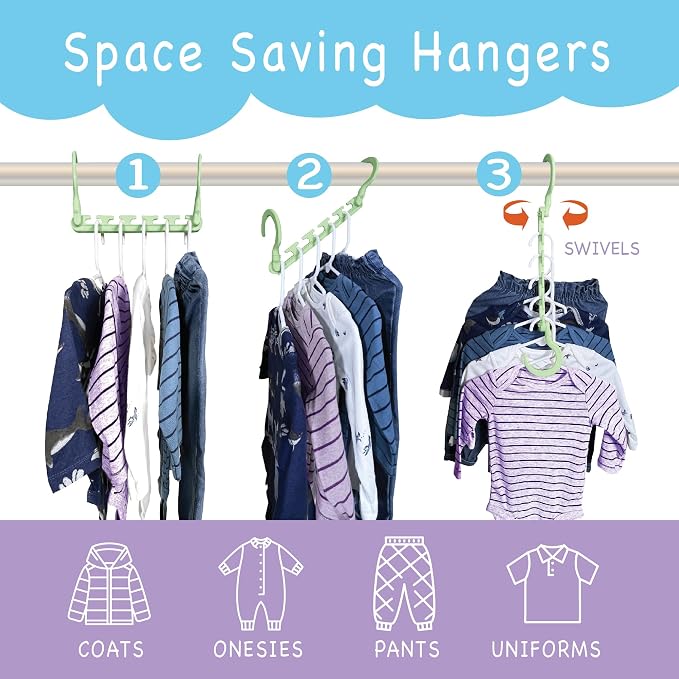Wonder Hanger Max 10-Pack Space Saving Hangers, Reinforced Hooks Swivels 360°, Cascading Hanger, Teens, College Dorms, Kids & Closet Organizer, Assembled – Pastel Green - Image 2