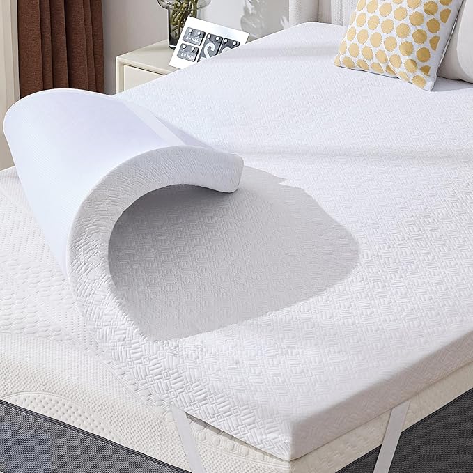 BDEUS 3 Inch Mattress Topper Queen Size, Soft Memory Foam for Back Pain Relief, Breathable Bed Topper with White Cover, CertiPUR-US Certified