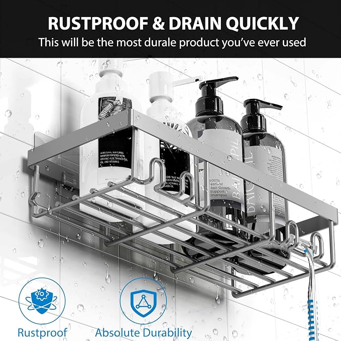 Moforoco Adhesive Shower Caddy Organizer Shelves Rack - 5 Pack Corner Bathroom Storage Organization, Home & Kitchen Decor Inside RV Accessories, Hanging First Apartment Household Camper Essentials - Image 2