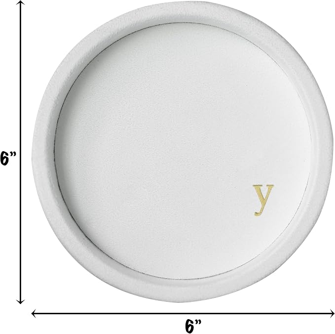 COLLECTIVE HOME - Velvet Jewelry Tray, 6" Monogrammed Jewelry Dish, Smooth Velour Display Dish for Rings, Earrings, Necklaces, Makeup, Personalized Gifts for Women (White-y) - Image 2