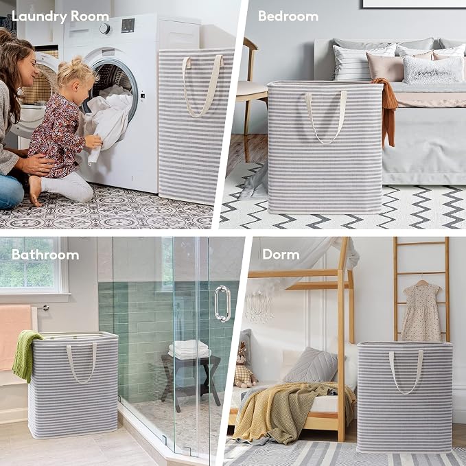 Lifewit 2 Pack Laundry Basket 100L Each, Collapsible Clothes Hamper with Reinforced Handles, Freestanding Waterproof Design for Bedroom and Laundry Room, Grey 200L Total - Image 7