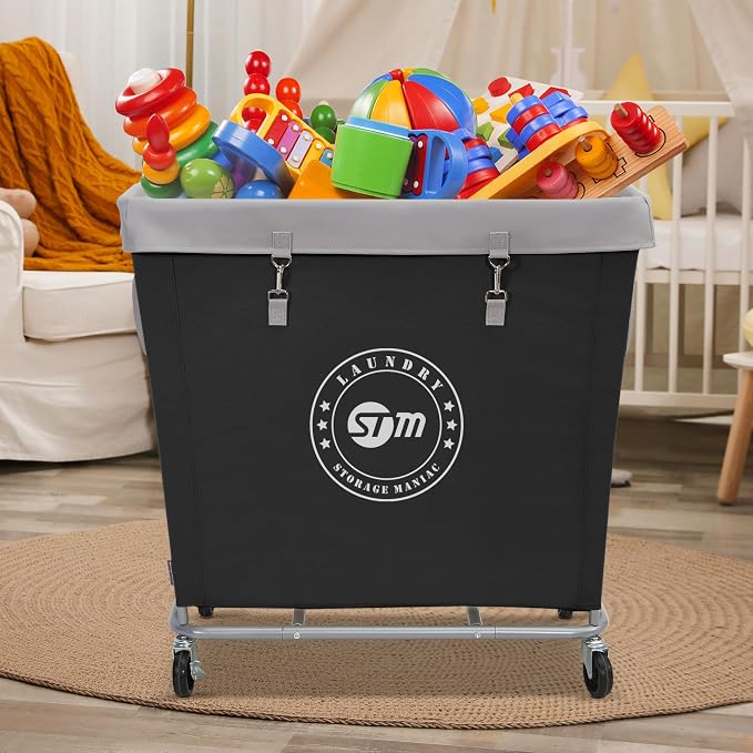 STORAGE MANIAC Commercial Laundry Hamper with Heavy Duty Steel Frame, 320 L Industrial Laundry Basket Cart with Wheels for Hotel, Home, Laundry Room, 31.7''L x 19.3''W x 30.91''H, Large Black - Image 8