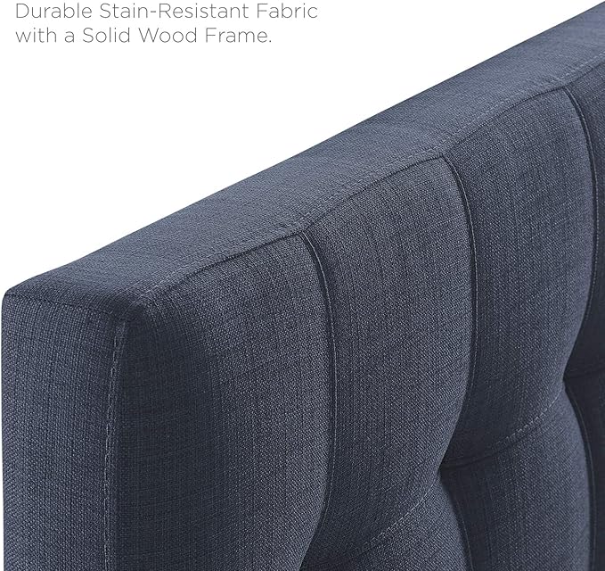 Modway Lily Tufted Linen Fabric Upholstered Twin Headboard in Navy