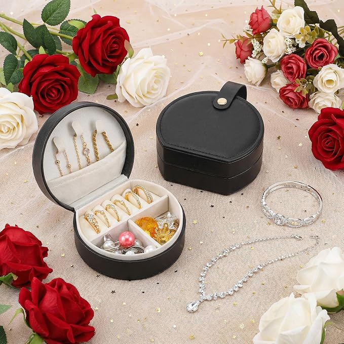 MAQUITA 10 Pack Travel Jewelry Case Mini Leather Bridesmaid Jewelry Gift Box Bulk, Half Moon Design, Detachable Handle, Small Earring Storage Organizer for Women Girls Bridesmaid Proposal Gifts - Image 6