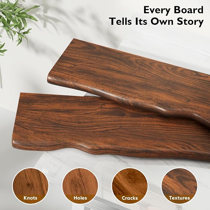Solid Wood Live Edge Floating Shelves Set of 2 – 24" Rustic Wall Shelf with Hidden Bracket System, Wall Mounted Shelves for Bathroom, Kitchen, Living Room, Bedroom (Glazed Walnut) - Image 5