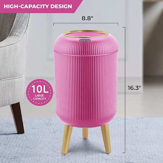 Pukomc Smart Sensor Wastebasket, Convenient and Hygienic Easy to Use, Technology Sensor Waterproof Wastebasket Plastic Trash can for Kitchen, Bathroom, Bedroom, Living Room, Office and Outdoor Pink - Image 5