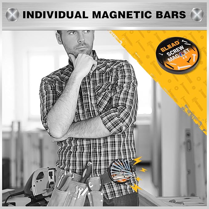 ELEAD 9-Piece 12" Magnetic Tool Holder Storage Organizer - Wall Mount Rack Garage Organization Power Magnet Hanger Workbench Board Slatwall Van Organizers Mounted Hanging Strip - Image 7