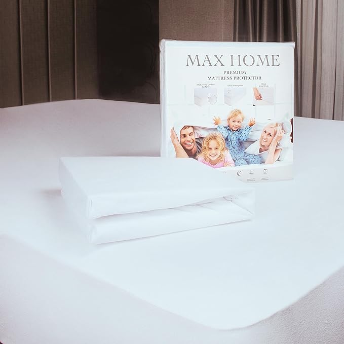 Premium 100% Waterproof Mattress Protector Full XL Size,Absorbent, Cotton, Bed, Breathable Fitted Mattress Cover with Stretchable Pockets, Cover Smooth Soft Noiseless Washable