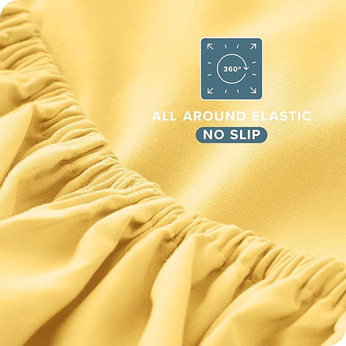 Bare Home Twin XL Sheet Set - 1800 Ultra-Soft Microfiber Twin Extra Long Bed Sheets - Double Brushed - Deep Pockets - Easy Fit - 3 Piece Set - Bedding Sheets & Pillowcases (Twin XL, Lemon Drop)
