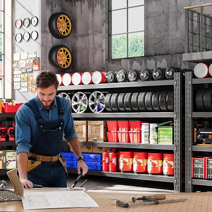 60" W Metal Shelving Heavy Duty, 24" Deep Large Storage Shelves, 4 Tier Tall Steel Industrial Shelving, 5000 LBS Adjustable Standing Shelf for Warehouse/Shop 60" W x 24" D x 70" H - Image 3