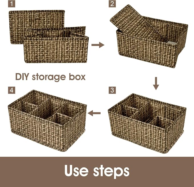 VERONLY Cosmetic Storage Bins Makeup Organizer, Adjustable Multifunction Storage Box Desk Drawer Divider for Makeup Brushes, Bathroom Countertop or Dresser, Set of 4 - Image 4