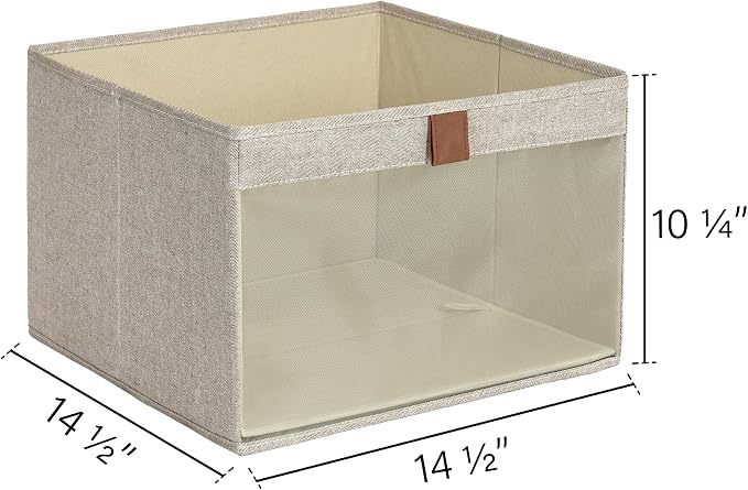StorageWorks Closet Storage Bins, Extra Large Storage Baskets with Clear Window and Handles, Foldable Fabric Organizer for Clothes, Shelves, Brown and Beige, 3 Pack - Image 3
