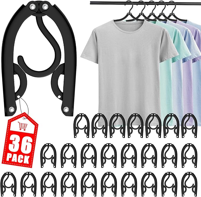 36 PCS Travel Hangers - Cruise Ship Essentials Portable Folding Clothes Hangers Travel Essentials Foldable Clothes Drying Rack for Travel (Black) by Trubetter