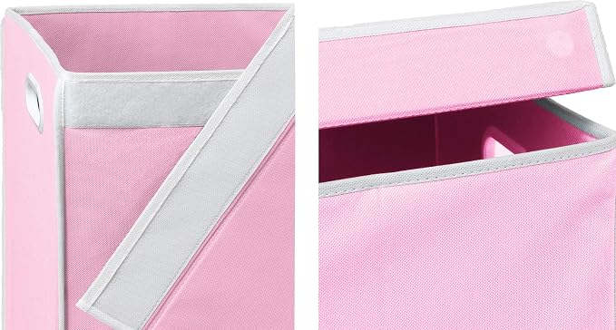 Simple Houseware Double Laundry Hamper with Lid and Removable Bags, Pink - Image 6
