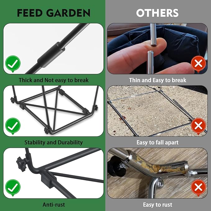 FEED GARDEN Trash Bag Holder, Outdoor Metal Leaf Bag Holder Stand, Garbage Bag Frame Holder for 30-45 Gallon Bags for Leaves, Camping, Yard Weeding, Lawn Party - Image 4