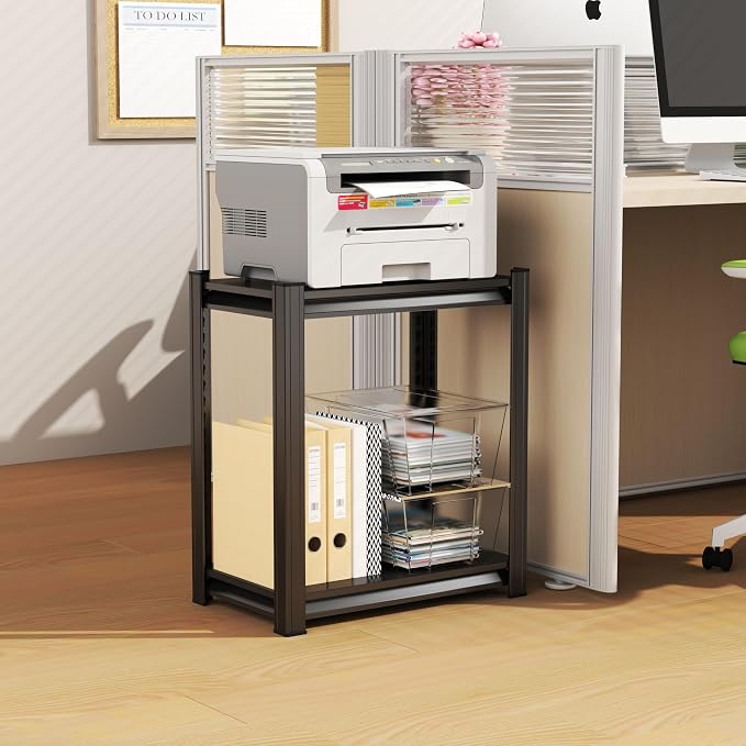 PRESTELION 2-Tier Storage Shelves Metal Shelving Unit Storage Rack (13.8" D x 19.7" W x 22" H),Black - Image 2