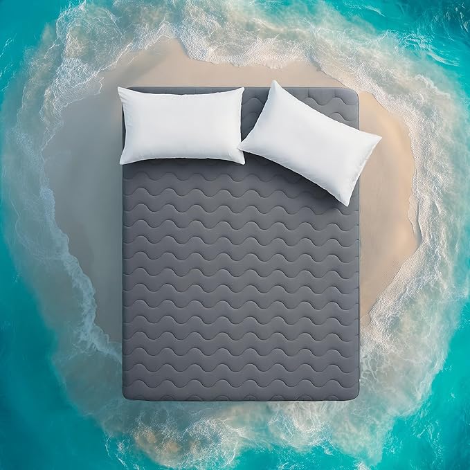 Sleep Zone Cooling Mattress Protector California King, Waterproof Bedding Pad for Hot Sleepers, Soft & Breathable Mattress Topper, Deep Pocket Mattress Cover，Hotel Quality (Dark Grey，California King)