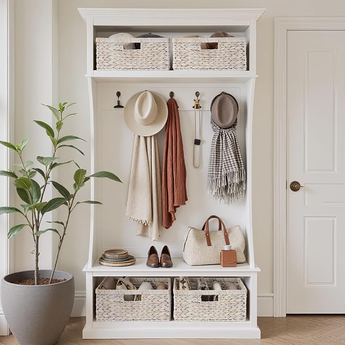 StorageWorks Pantry Baskets, Wicker Storage Baskets for Organizing, Shelves, Pantry Organizers and Storage, Water Hyacinth, White - Image 5
