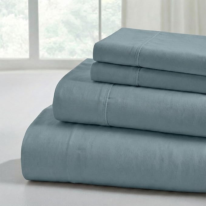 Modern Threads Soft Microfiber Solid Sheets - Luxurious Microfiber Bed Sheets - Includes Flat Sheet, Fitted Sheet with Deep Pockets, & Pillowcases Ocean King