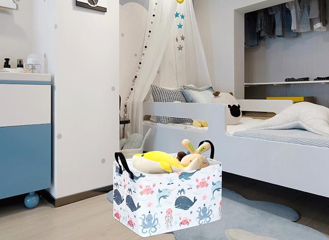 MAIZMZ Baby Storage Basket Cute Gifts Basket Toys Organizer Waterproof Kids Hamper Nursery Bins Women Storage Cube for Home/Dorm/Kitchen/Pet/Office/Closet/Shelf/Room Decor - Image 4