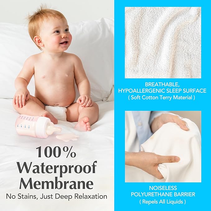 Handy Laundry Waterproof Mattress Protector – Breathable, Machine-Washable Mattress Cover – Perfect for Kids, Adults, and Pets – Extends Mattress Life. (Twin Size)