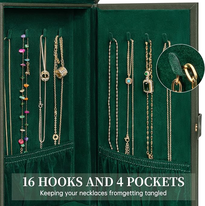 AKOZLIN Huge Jewelry Box Organizer Functional Large Leather Jewelry Storage Case for Women Girls Ring Necklace Earring Bracelet Holder Organizer with Mirror - Image 6
