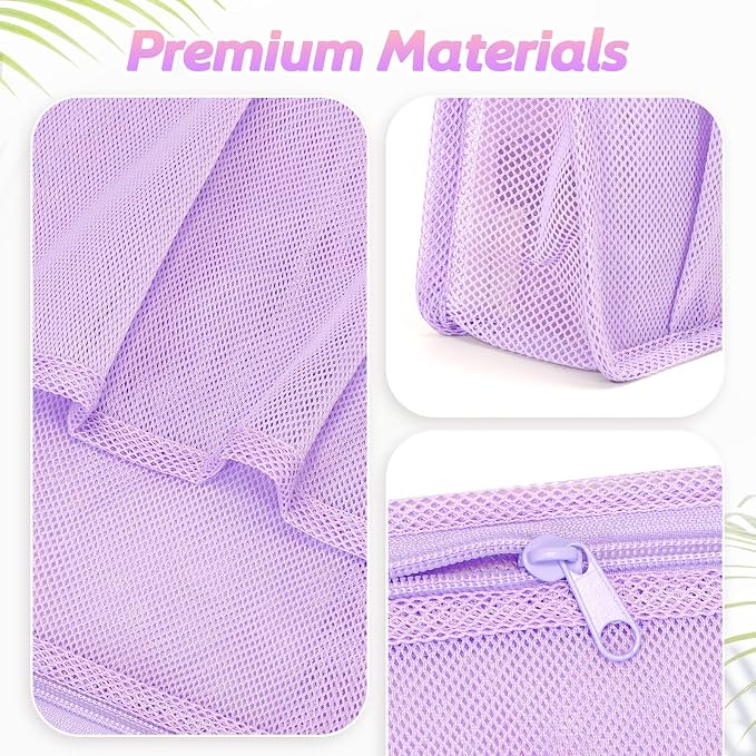famichan Portable Mesh Shower Caddy, Gym Travel Camp Dorm Room Essentials for College Student Girl, Purple Bathroom Shower Bag - Image 3