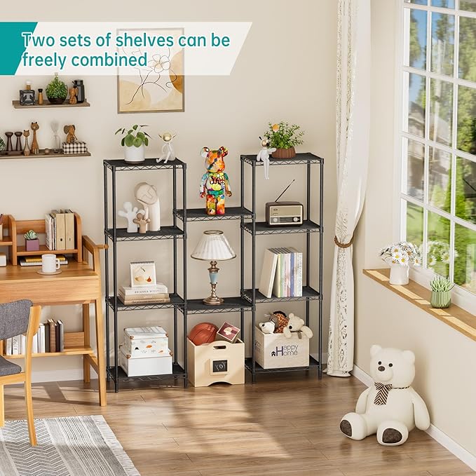 SINGAYE Metal Shelves Wire Shelving：Storage Rack Standing Units Shelf for Kitchen Laundry Bathroom Closet Organizers Pantry Narrow Mesh Adjustable 10" D x 16" W x 55" H Black - Image 5
