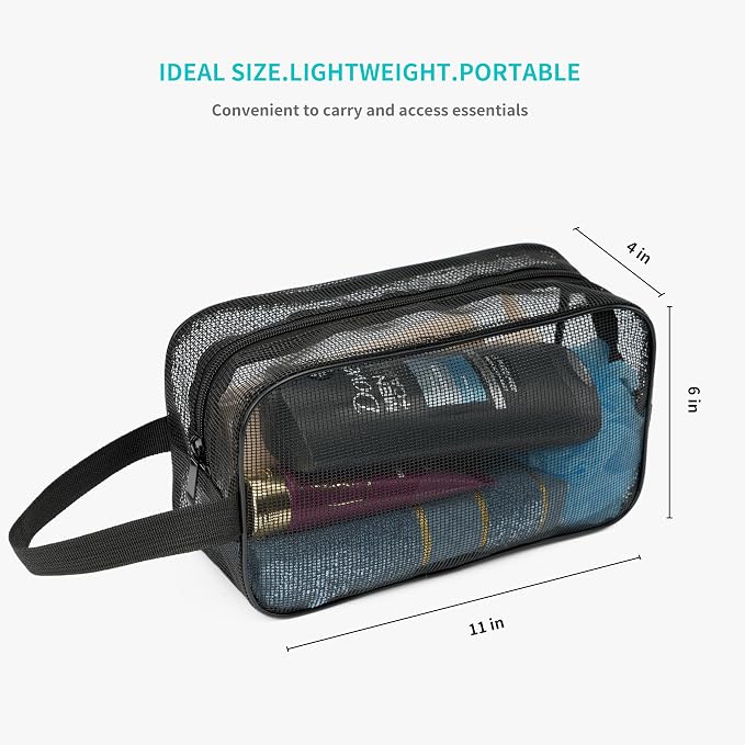 REDSINDA Mesh Shower Caddy Bag for Bathroom Gym Camping Portable Travel Mesh Toiletry Bag for Women Men - Image 2