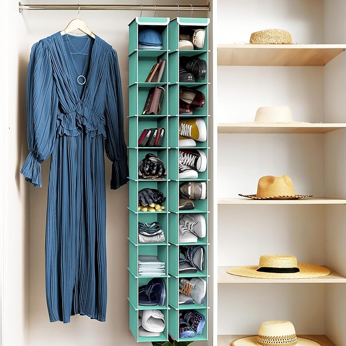 Simple Houseware 10 Shelves Hanging Shoes Organizer Holder for Closet, Turquoise - Image 2