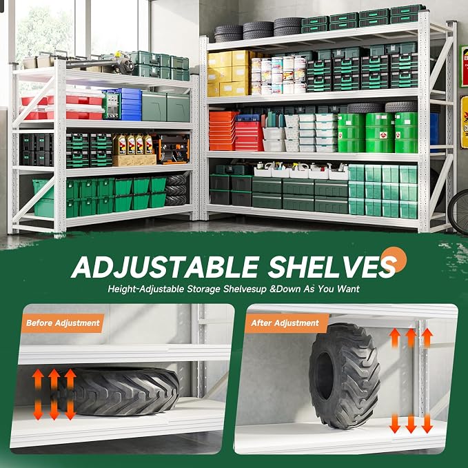 Letaya 6000LBS Storage Shelves Heavy Duty,79" W Garage Shelving Units, 4 Tier Adjustable Utility Rack Shelf,Large Metal Industrial Shelves,for Shop,Warehouse,Basement (79" W x 24" D x 79" H) - Image 4