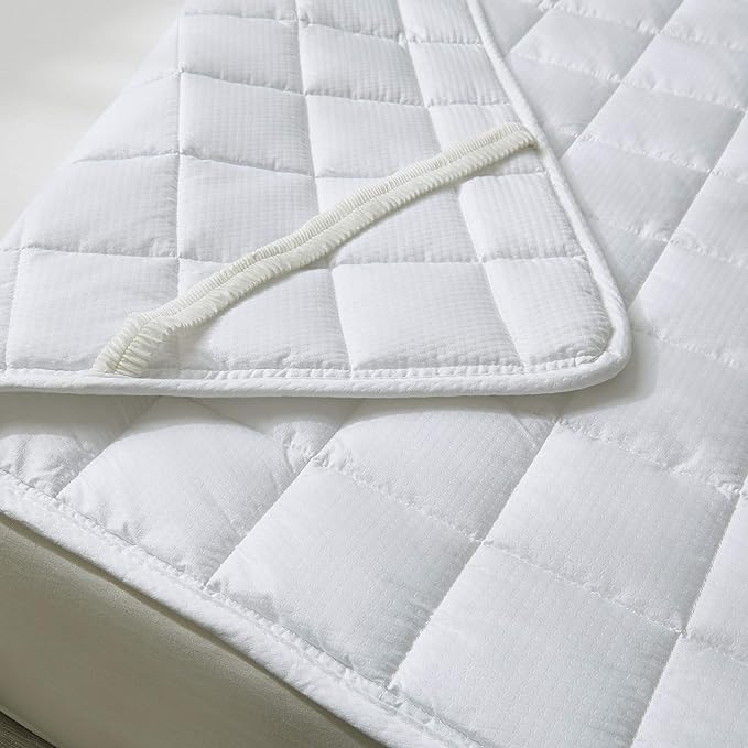 King Size Mattress Pad Protector Topper - Breathable Microfiber Cover with Elastic Straps (8"- 18" Fitted Deep Pocket) White Color