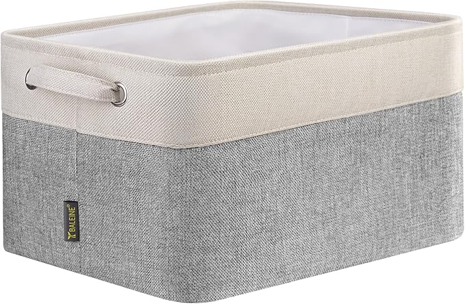 BALEINE 1 Pack Fabric Closet Storage Bins for Shelves, Linen Closet Organizers and Storage, Decorative Baskets for Organizing, Shelf, Clothes, Home, Office (Grey, 15''x11''x9.5'') by BALEINE