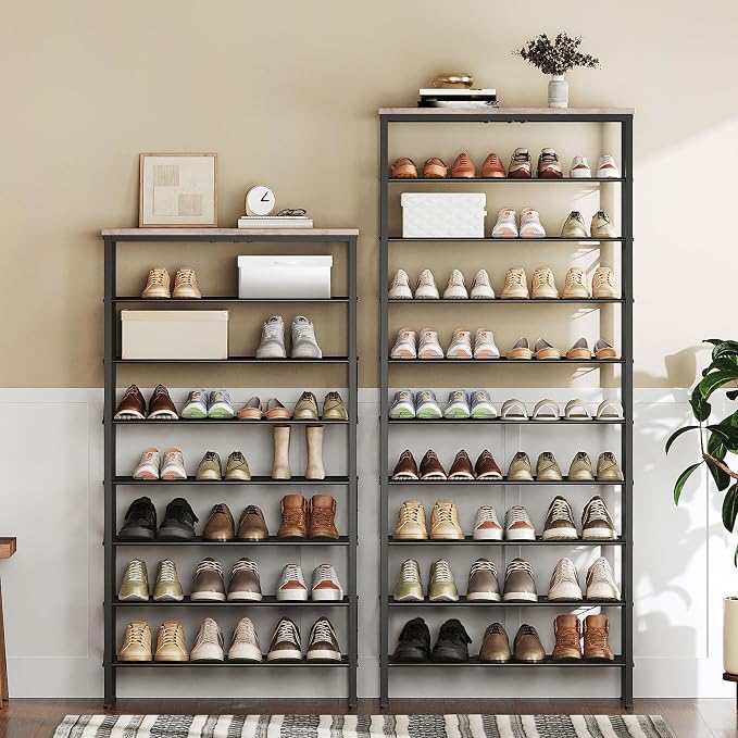 YATINEY 10 Tier Shoe Rack, Large Capacity Shoe Storage Organizer Holds 40 Pairs, Sturdy and Stable, for Entryway, Hallway, Closet, Dorm Room, Greige and Black SS10BG - Image 2