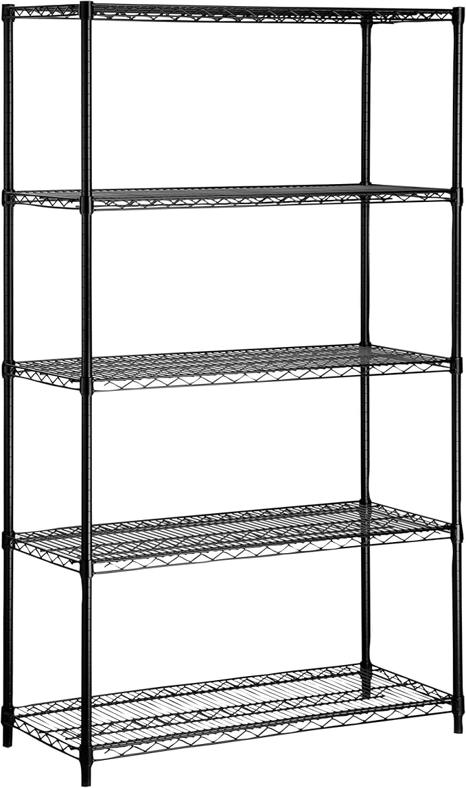 Honey-Can-Do 5-Tier Heavy Duty Adjustable Shelving Unit, 800-lb Per Shelf Metal Storage Rack, Industrial Strength Wire Shelf for Garage Workshop Warehouse, Black, 42 x 18 x 72 in - Image 4