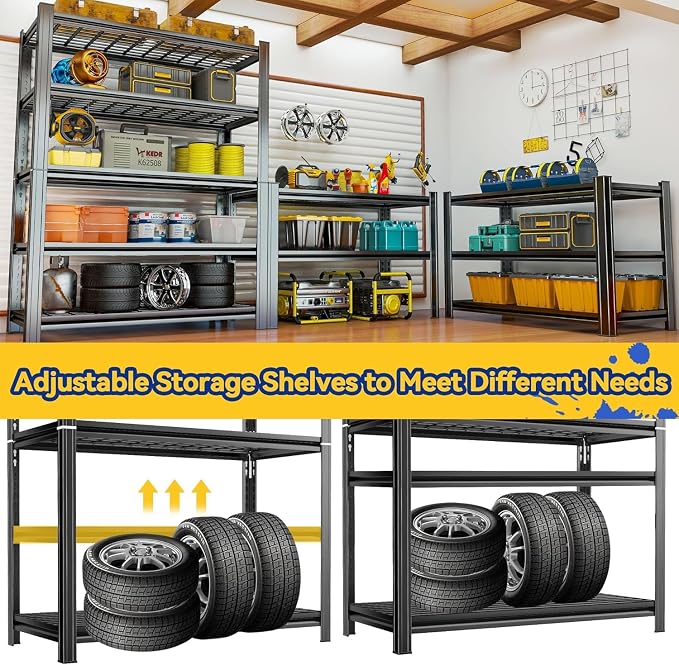 5-Tier Wire Garage Shelving, 72''H*36''W*16''D Metal Storage Shelf ，2-in-1 Adjustable 3020 lbs Heavy Duty Unit Shelves, Upgraded Reinforced Double-Layer Columns for Basement Kitchen Pantry Rack - Image 7
