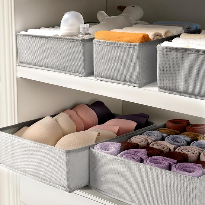 Criusia Drawer Organizer Clothes, 8 Pack Dresser Organizer for Underwear, Sock, Baby Clothes- Foldable Closet Organization and Storage Dividers Bins for Nursery, Bedroom (Grey) - Image 6