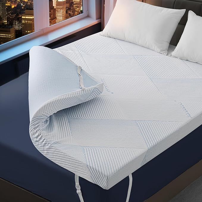 3 Inch Queen Size Gel Memory Foam Mattress Topper High Density Cooling Pad Pressure Relief Bed Topper with Removable & Washable Cover - Nanoocool™