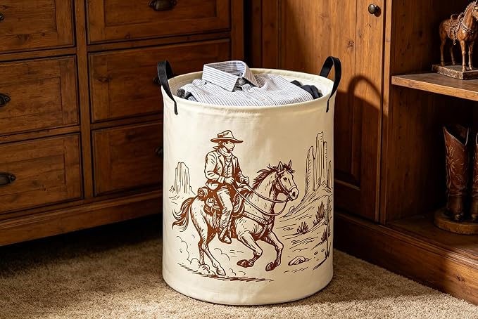Kids Laundry Basket Cow Boy Hamper for Nursery Boys Hamper Cute Kids Storage Bin Organizer Room Decor for Home(Cow boy) - Image 5