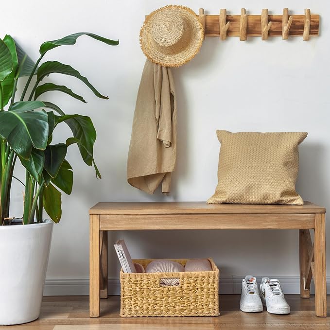 GRANNY SAYS Large Wicker Basket, Decorative Woven Basket for Storage, Wicker Basket with Handles, Waterproof Storage Basket for Shelves, 1-Pack - Image 2