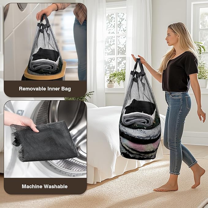 Slim Laundry Hamper with Lid, 60L Small Laundry Basket with Handles&Removable Bag, Thin Dirty Clothes Hampers for Laundry, Narrow Laundry Hampers for Bedroom Aesthetic, Black - Image 5