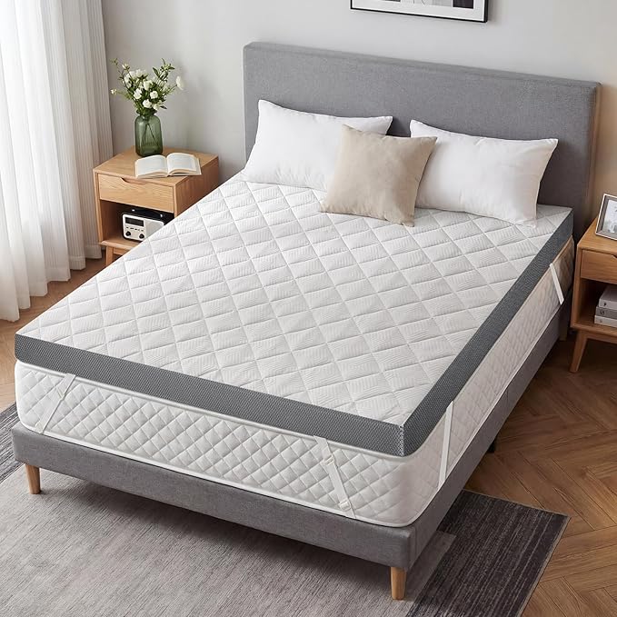 Extra Firm Mattress Topper Short Queen, 3 Inch High-Density Foam Mattress Pad, Pain Relieving RV Bed Topper for Extra Support, Washable Cover, Anti-Slip Straps, CertiPUR-US Certified, 75" x 60"