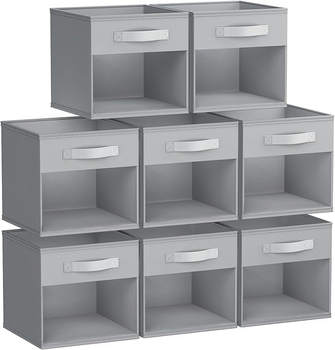 DIMJ Storage Cubes, Cube Storage Bin, 8 Pack Foldable Storage Cubes with Window, Closet Storage Bins with Handle, 12.2x 12.2 inch Storage Box for Clothes, Toys, Books by DiMJ