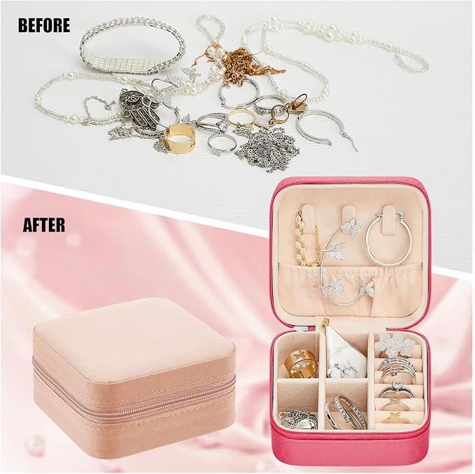 Taiyin Travel Jewelry Case, Bridesmaid Gifts Mini Jewelry Organizer, PU Leather Portable Earring Box for Women Girls - Image 6