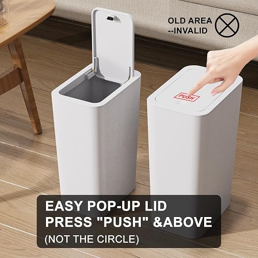 N. NETDOT 3 Pack 2.6 Gallon / 10L Bathroom Trash Can with Lid,Kitchen Garbage Can Small Trash Bin Waste Basket for Bathroom,Kitchen,Bedroom,Living Room,Office - Off White - Image 5