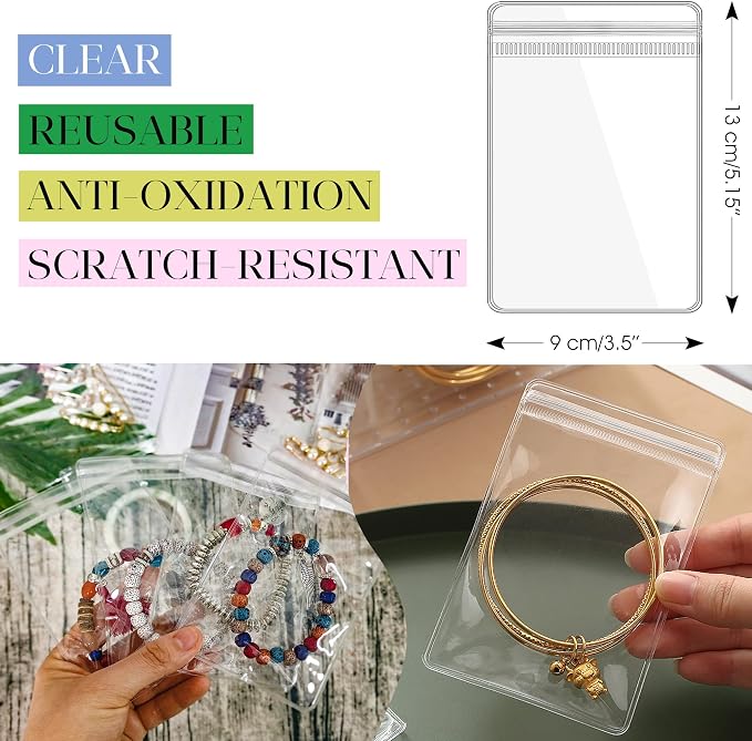 Bracelet Holder Travel Jewelry Organizer Case Transparent Jewelry Storage Book for Earring Necklace Ring with Small Clear Zippered Pouch - Image 6