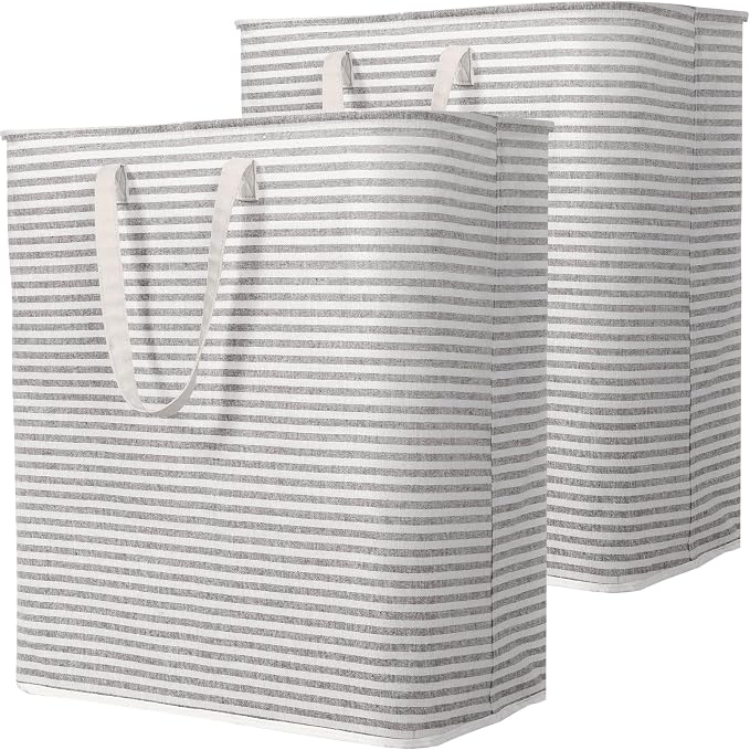 Lifewit 2 Pack Laundry Basket 100L Each, Collapsible Clothes Hamper with Reinforced Handles, Freestanding Waterproof Design for Bedroom and Laundry Room, Grey 200L Total by Lifewit