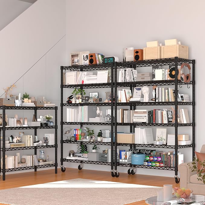 PrimeZone 6 Tier Wire Shelving with Wheels 78''H 1500lbs Storage Shelves NSF Certified Heavy Duty Steel Metal Shelf Adjustable Rolling Rack Kitchen Garage Closet Pantry Laundry 78''HX36''WX18''D 2Pcs - Image 2
